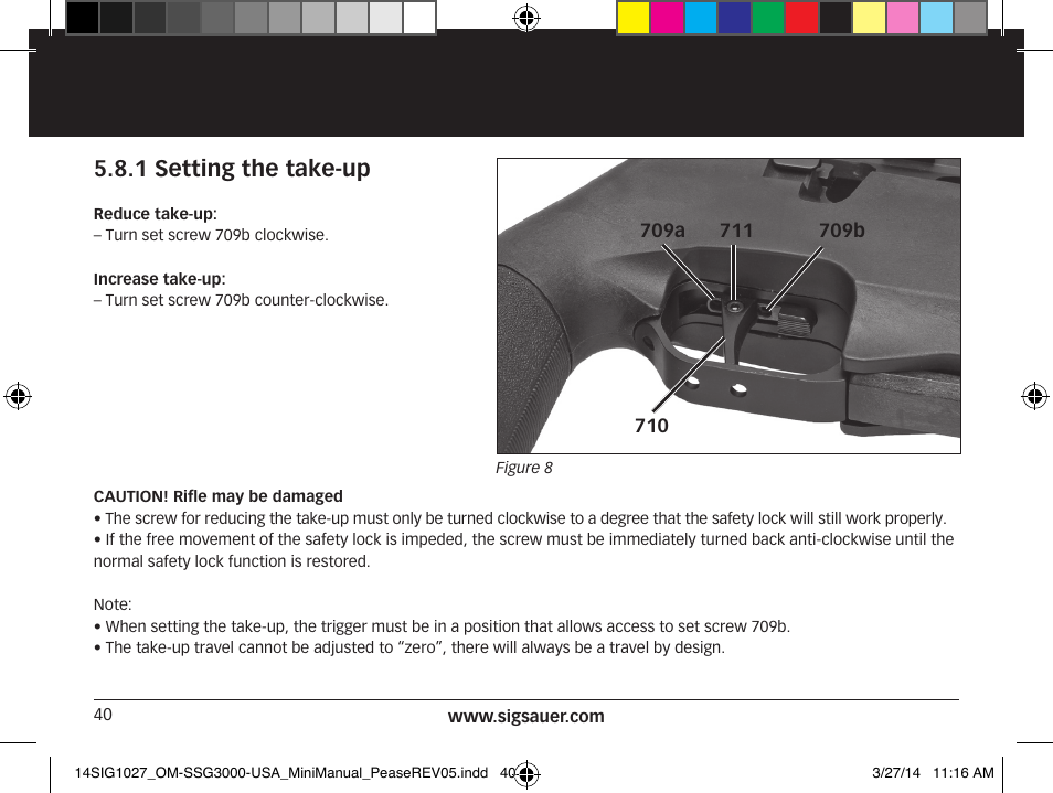 1 setting the take-up | SIG SAUER SSG 3000 User Manual | Page 40 / 72