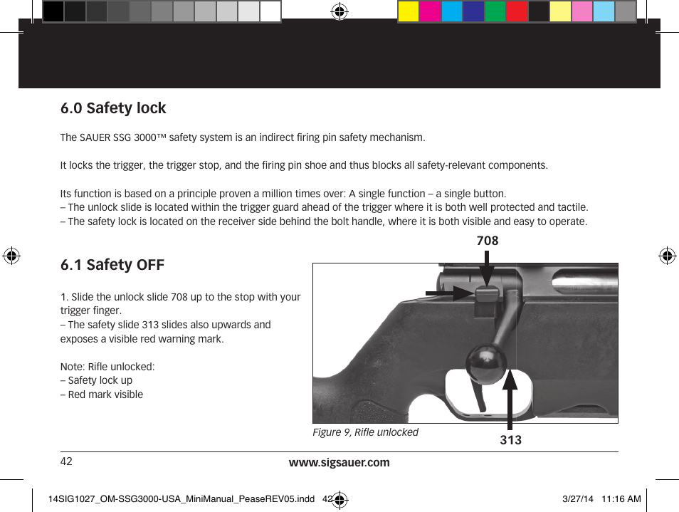 0 safety lock, 1 safety off | SIG SAUER SSG 3000 User Manual | Page 42 / 72