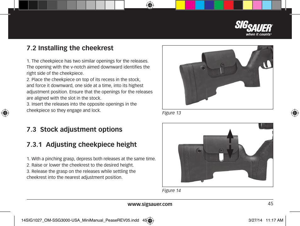 2 installing the cheekrest | SIG SAUER SSG 3000 User Manual | Page 45 / 72