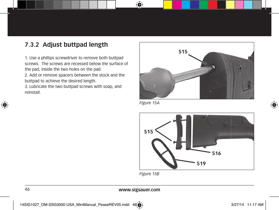 2 adjust buttpad length | SIG SAUER SSG 3000 User Manual | Page 46 / 72