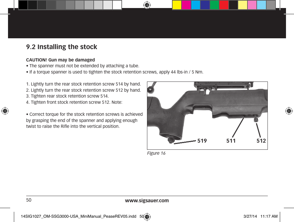 2 installing the stock | SIG SAUER SSG 3000 User Manual | Page 50 / 72