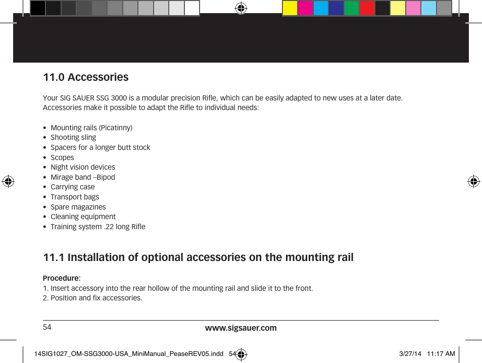 0 accessories | SIG SAUER SSG 3000 User Manual | Page 54 / 72