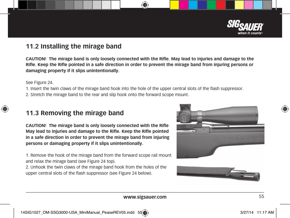 2 installing the mirage band, 3 removing the mirage band | SIG SAUER SSG 3000 User Manual | Page 55 / 72