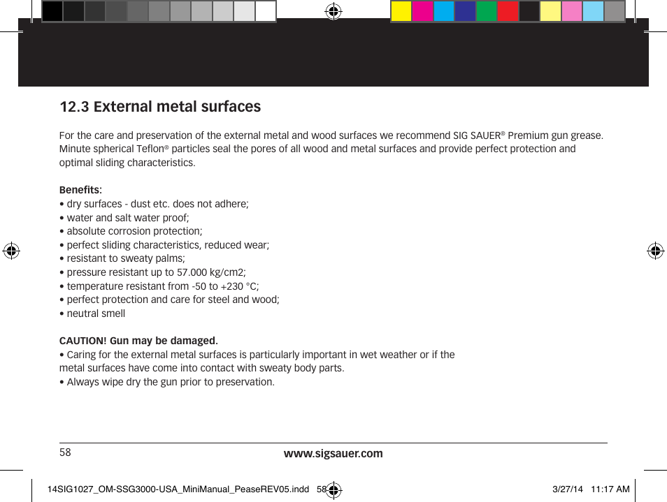 3 external metal surfaces | SIG SAUER SSG 3000 User Manual | Page 58 / 72