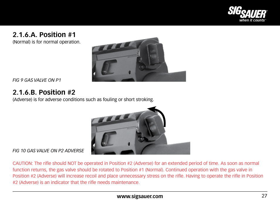 A. position #1, B. position #2 | SIG SAUER SIG516 Rifle User Manual | Page 27 / 96