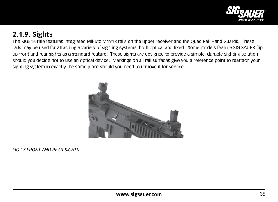 Sights | SIG SAUER SIG516 Rifle User Manual | Page 35 / 96