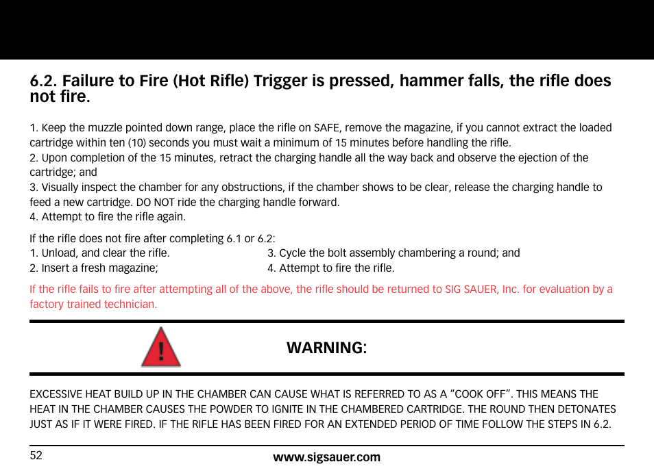 Warning | SIG SAUER SIG516 Rifle User Manual | Page 52 / 96