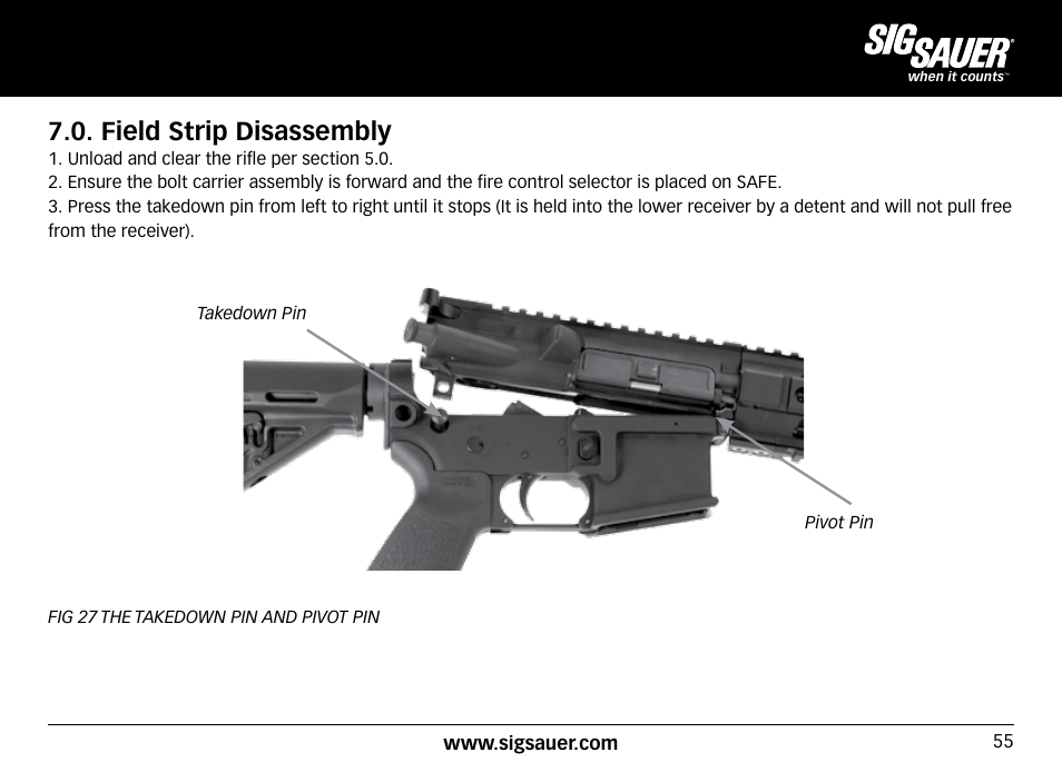 Field strip disassembly | SIG SAUER SIG516 Rifle User Manual | Page 55 / 96
