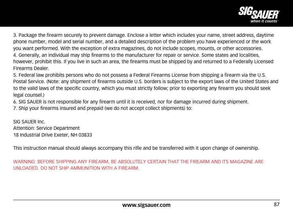 SIG SAUER SIG516 Rifle User Manual | Page 87 / 96