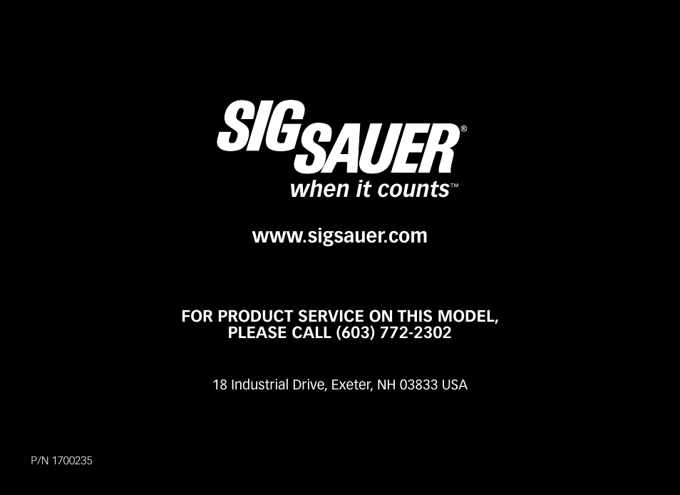 When it counts | SIG SAUER SIG516 Rifle User Manual | Page 96 / 96