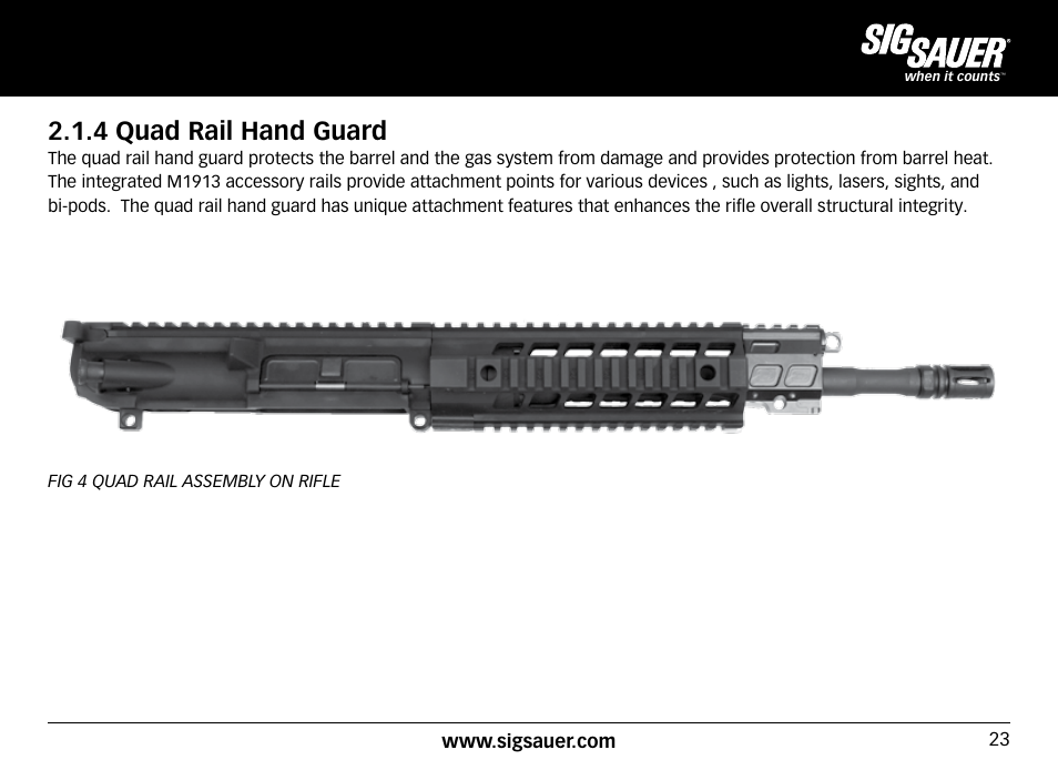 4 quad rail hand guard | SIG SAUER SIG716 Rifle User Manual | Page 23 / 96