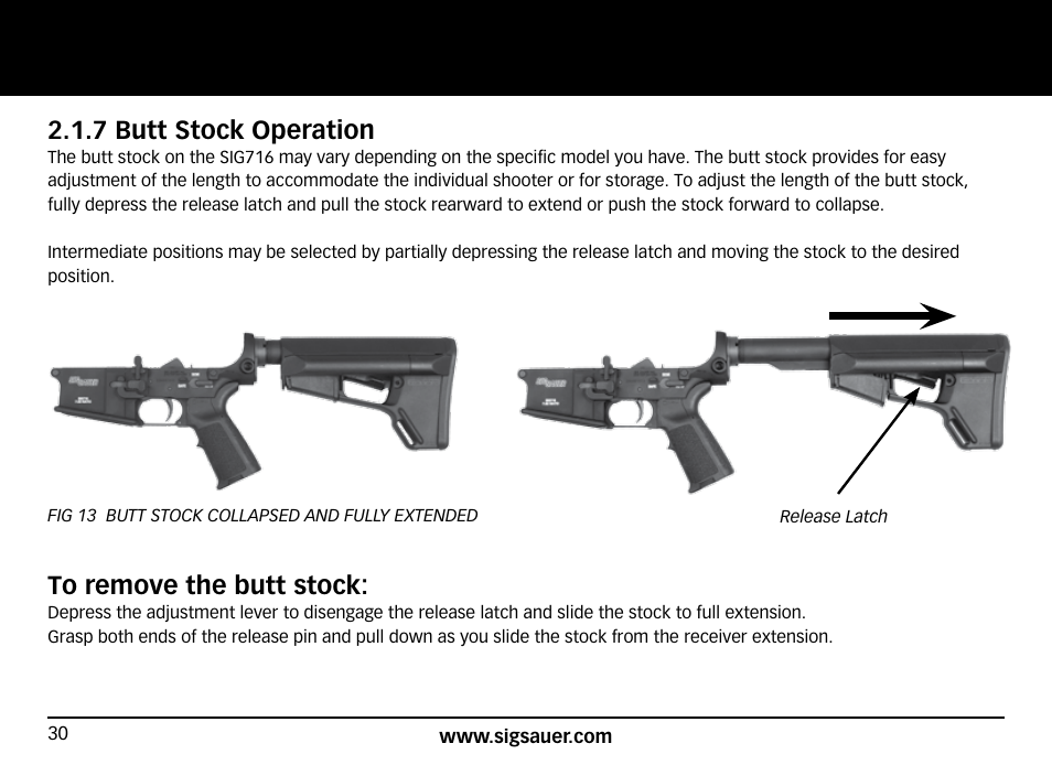7 butt stock operation | SIG SAUER SIG716 Rifle User Manual | Page 30 / 96