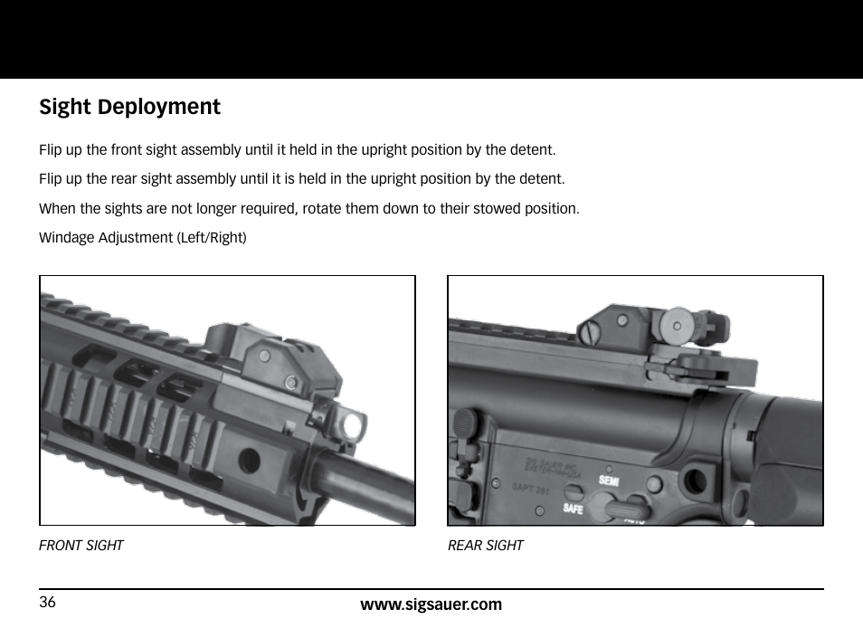 Sight deployment | SIG SAUER SIG716 Rifle User Manual | Page 36 / 96
