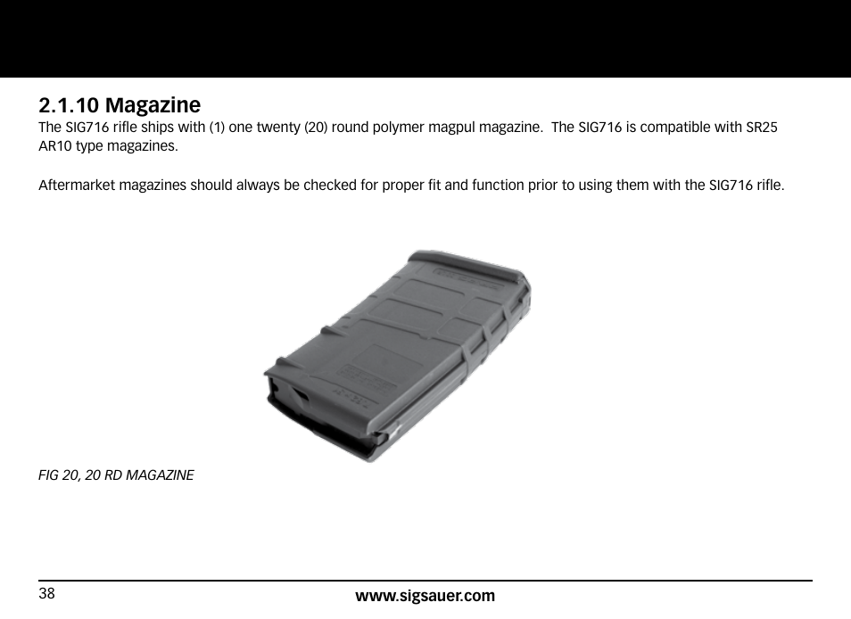 10 magazine | SIG SAUER SIG716 Rifle User Manual | Page 38 / 96
