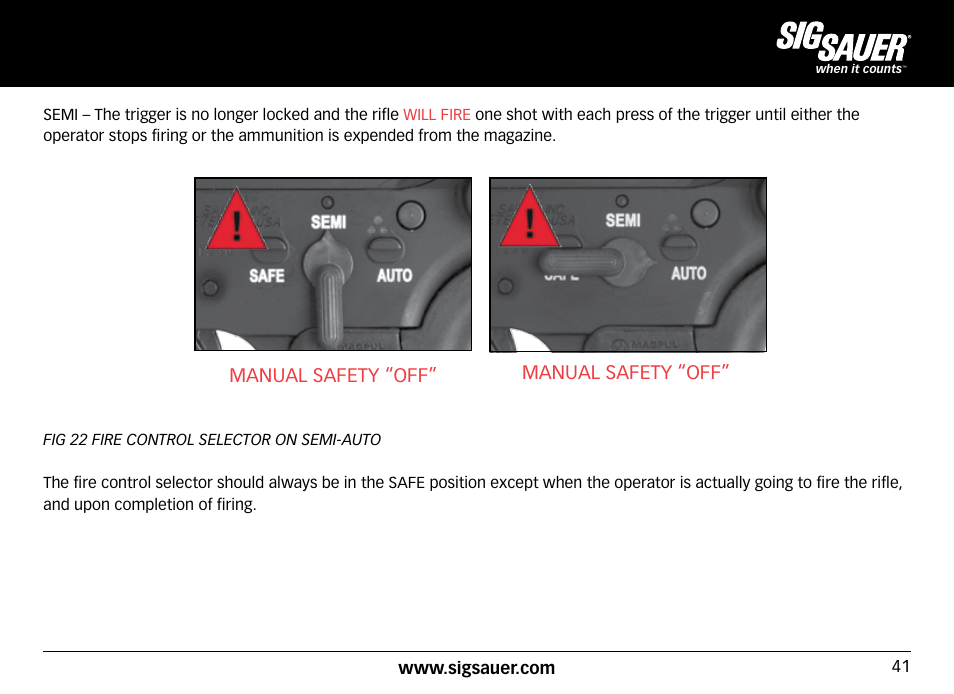 Manual safety “off | SIG SAUER SIG716 Rifle User Manual | Page 41 / 96