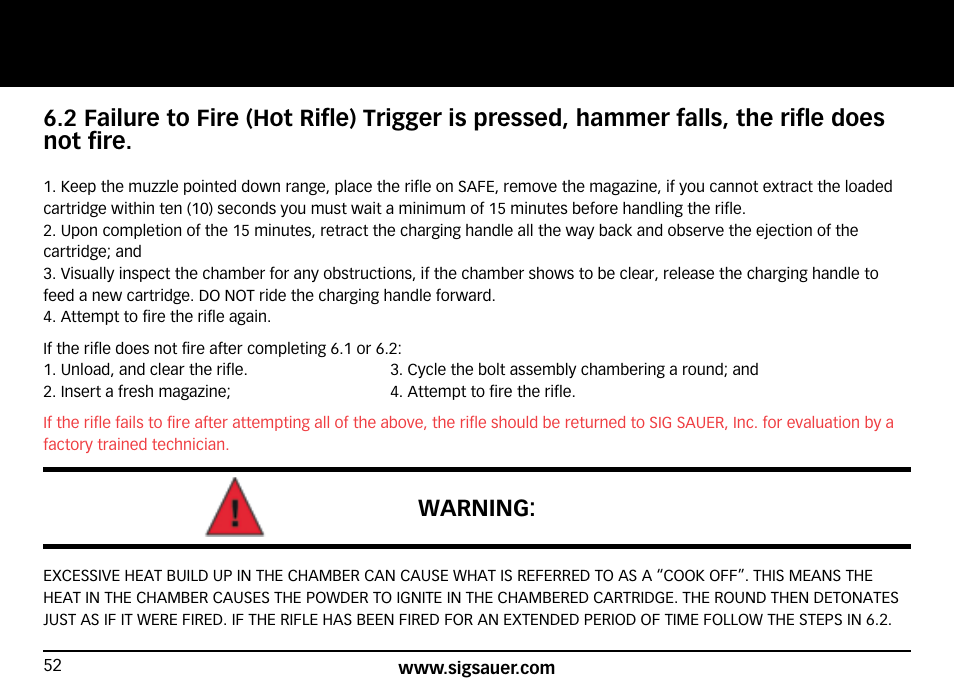 Warning | SIG SAUER SIG716 Rifle User Manual | Page 52 / 96