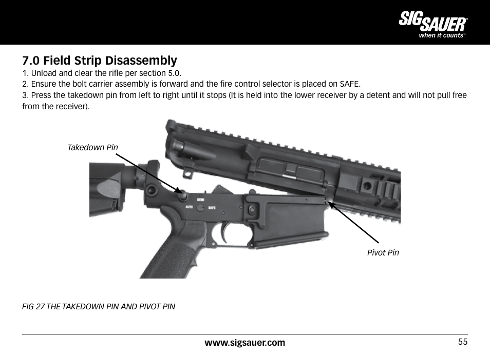 0 field strip disassembly | SIG SAUER SIG716 Rifle User Manual | Page 55 / 96