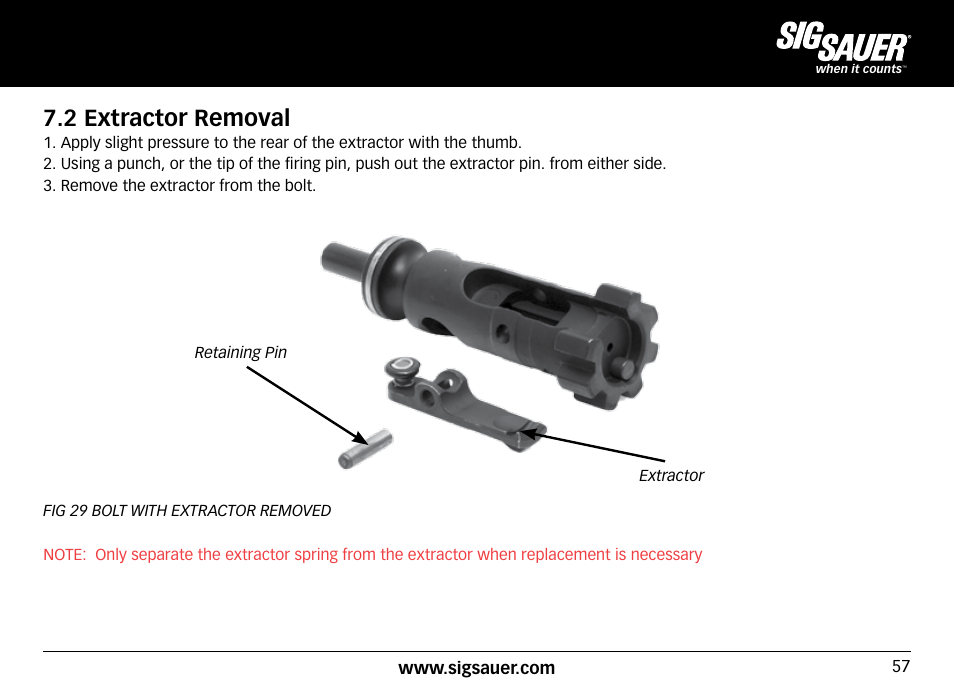 2 extractor removal | SIG SAUER SIG716 Rifle User Manual | Page 57 / 96