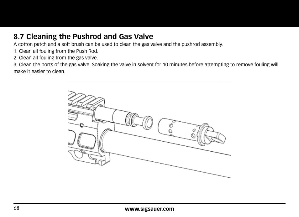 7 cleaning the pushrod and gas valve | SIG SAUER SIG716 Rifle User Manual | Page 68 / 96