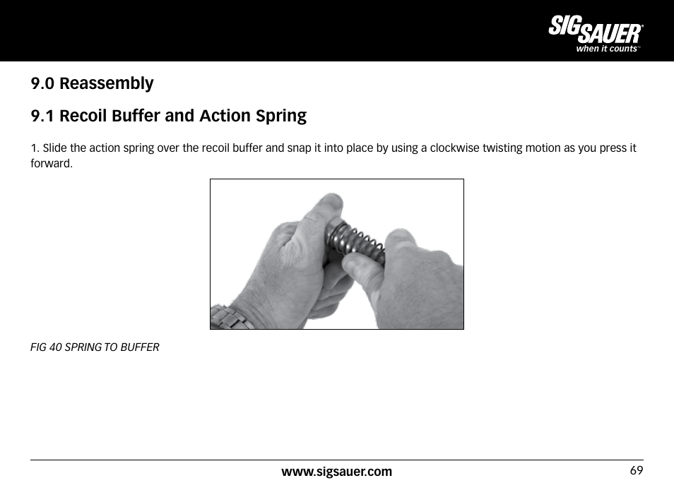 0 reassembly 9.1 recoil buffer and action spring | SIG SAUER SIG716 Rifle User Manual | Page 69 / 96