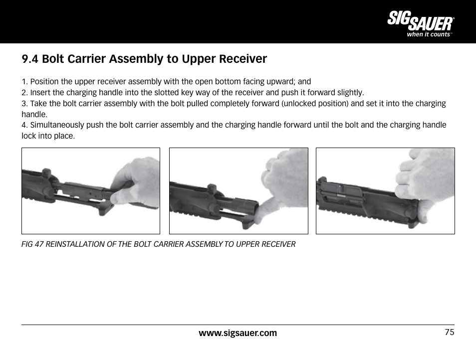 4 bolt carrier assembly to upper receiver | SIG SAUER SIG716 Rifle User Manual | Page 75 / 96