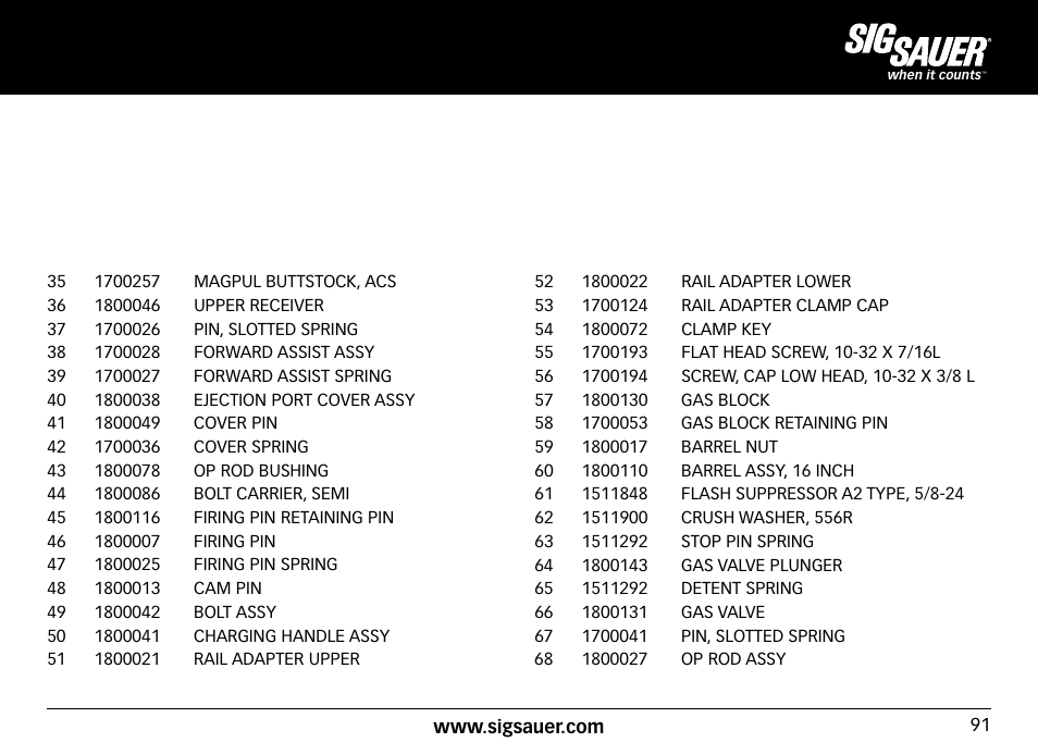 SIG SAUER SIG716 Rifle User Manual | Page 91 / 96