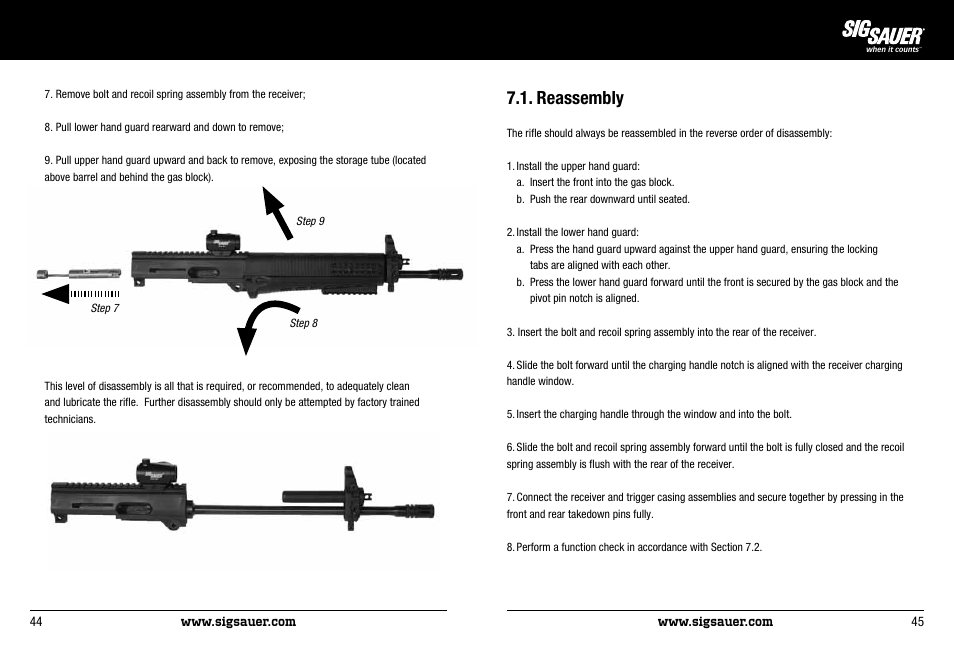 Reassembly | SIG SAUER SIG522 Rifle User Manual | Page 23 / 31