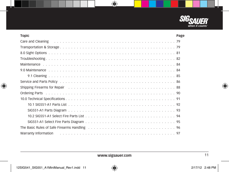 SIG SAUER SIG 551-A1 Rifle User Manual | Page 11 / 100