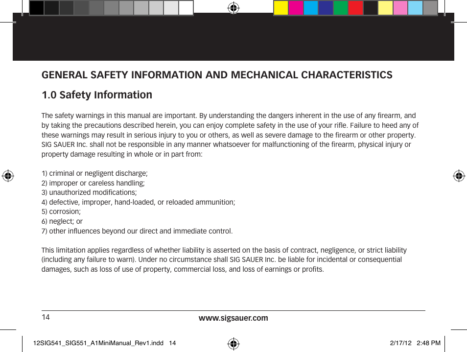 SIG SAUER SIG 551-A1 Rifle User Manual | Page 14 / 100