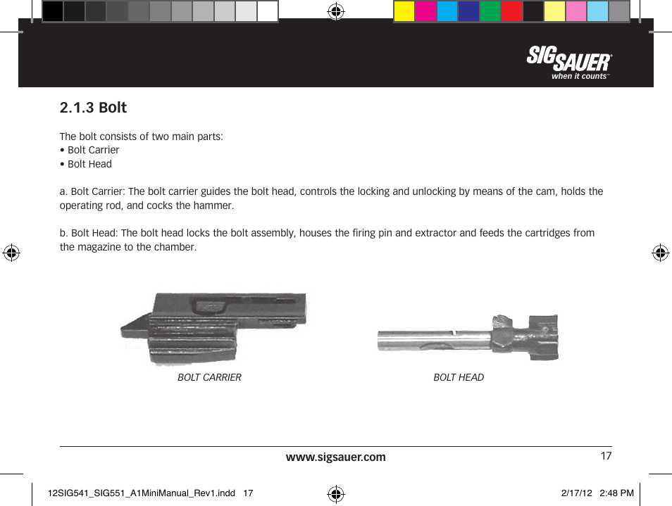 3 bolt | SIG SAUER SIG 551-A1 Rifle User Manual | Page 17 / 100