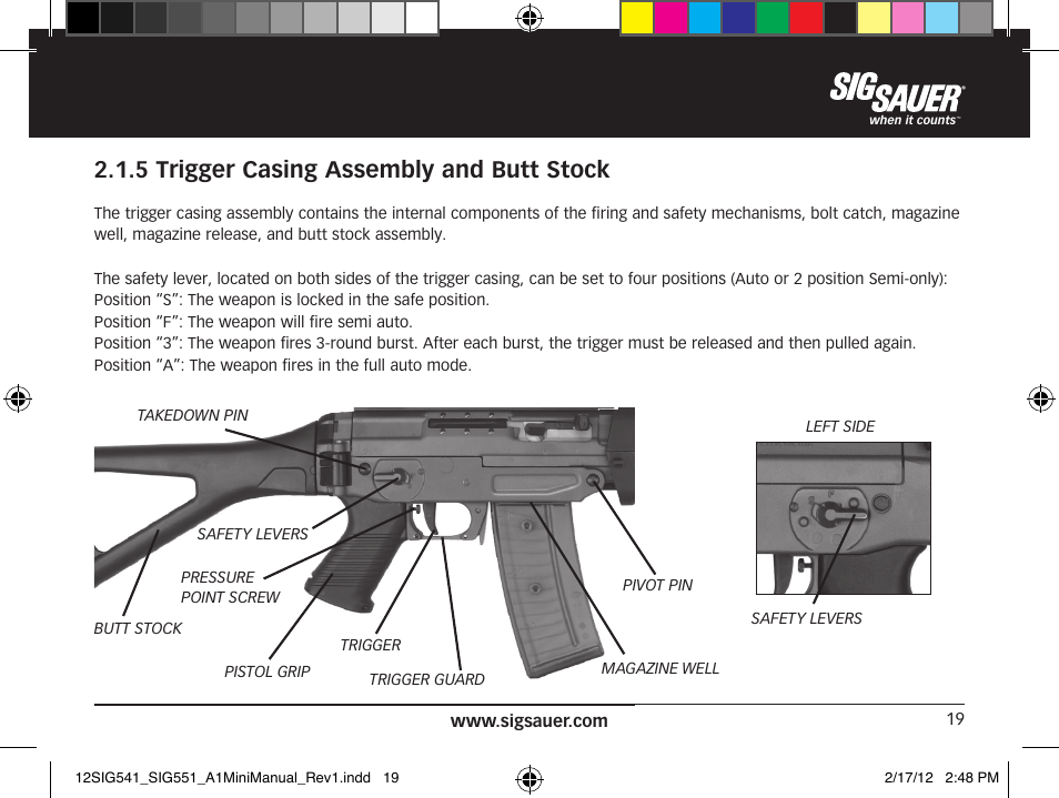 5 trigger casing assembly and butt stock | SIG SAUER SIG 551-A1 Rifle User Manual | Page 19 / 100