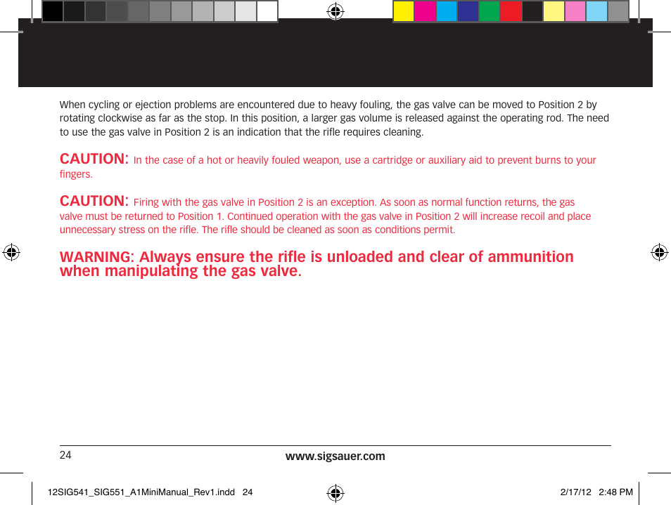 Caution | SIG SAUER SIG 551-A1 Rifle User Manual | Page 24 / 100