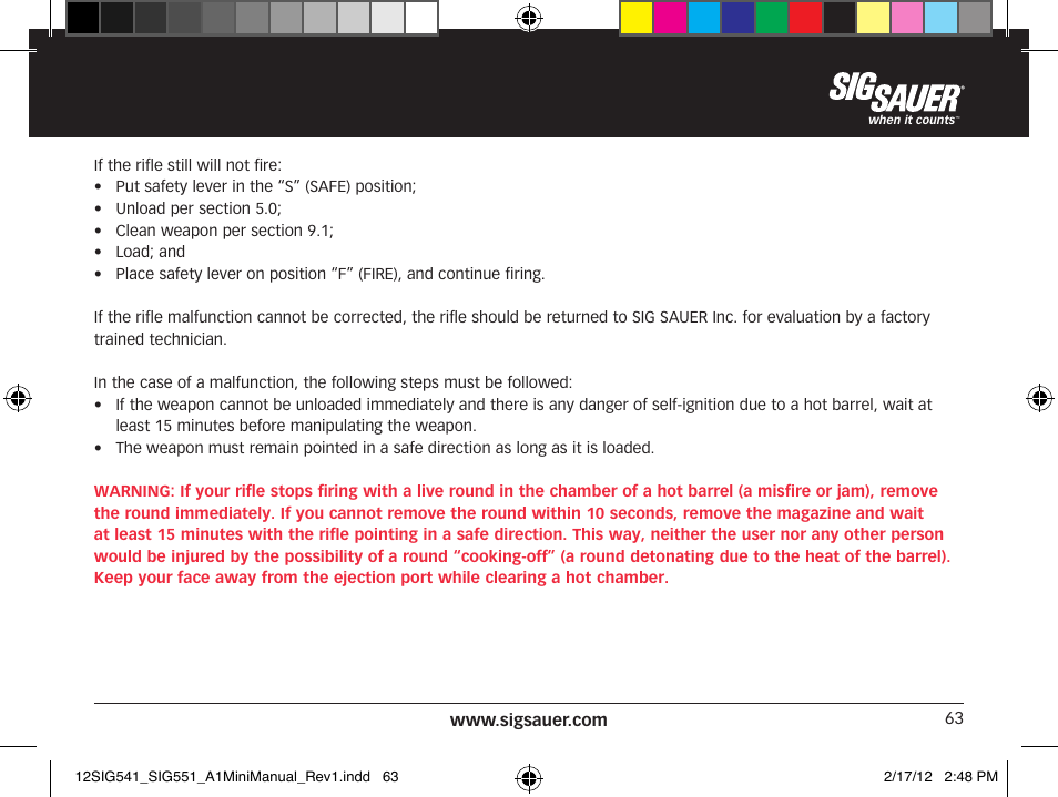 SIG SAUER SIG 551-A1 Rifle User Manual | Page 63 / 100