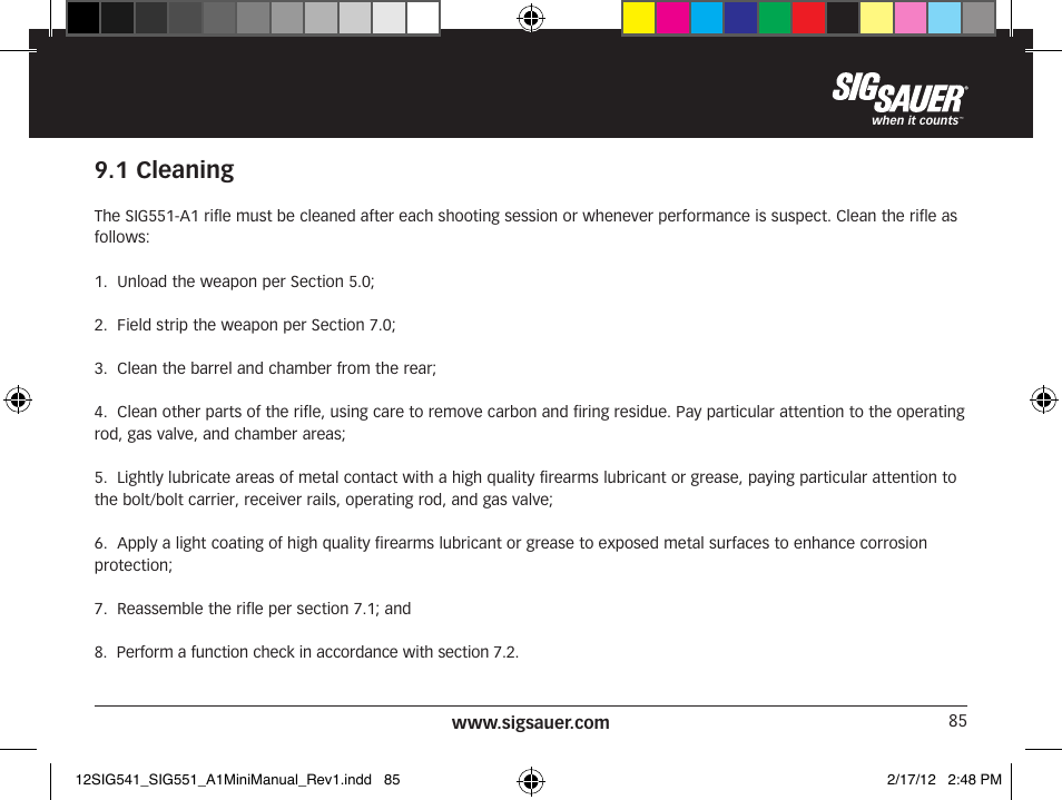 1 cleaning | SIG SAUER SIG 551-A1 Rifle User Manual | Page 85 / 100