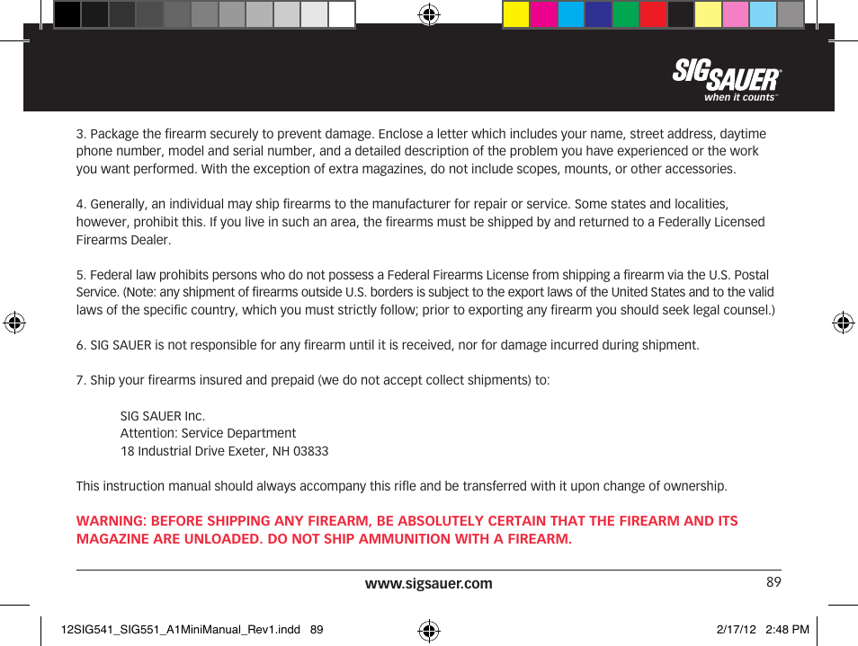 SIG SAUER SIG 551-A1 Rifle User Manual | Page 89 / 100