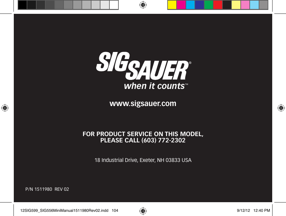 When it counts | SIG SAUER SIG556 User Manual | Page 104 / 104