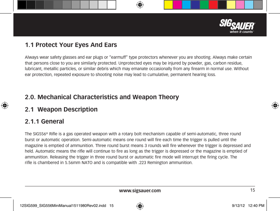 1 protect your eyes and ears | SIG SAUER SIG556 User Manual | Page 15 / 104