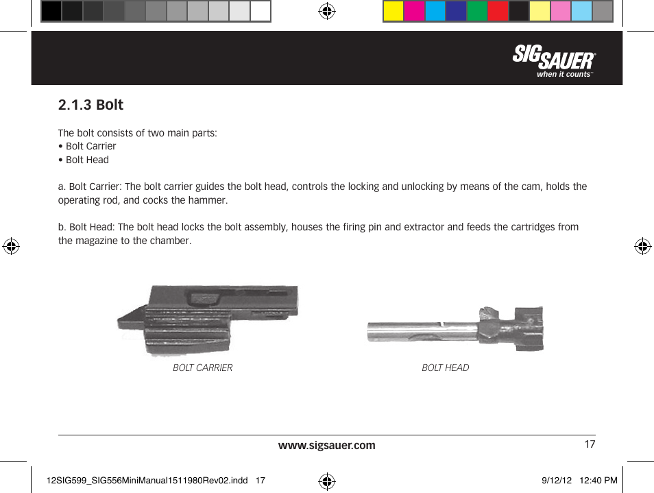 3 bolt | SIG SAUER SIG556 User Manual | Page 17 / 104
