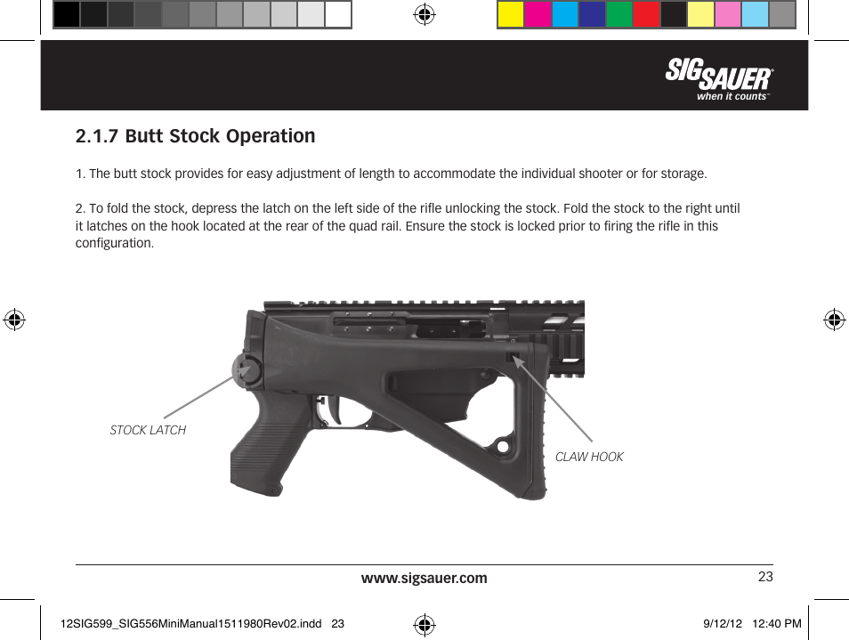 7 butt stock operation | SIG SAUER SIG556 User Manual | Page 23 / 104