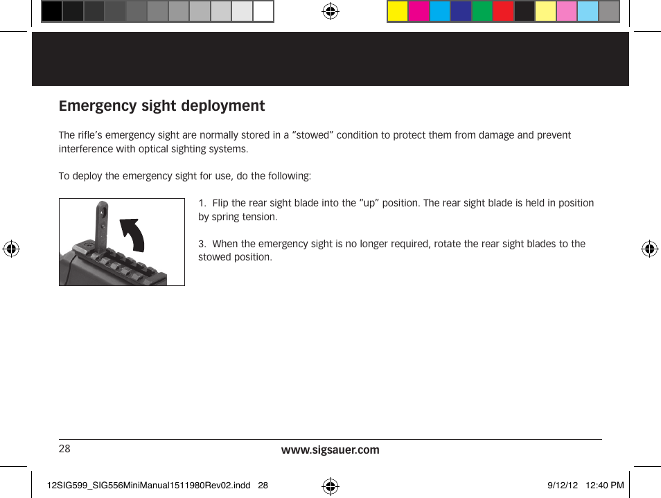 Emergency sight deployment | SIG SAUER SIG556 User Manual | Page 28 / 104