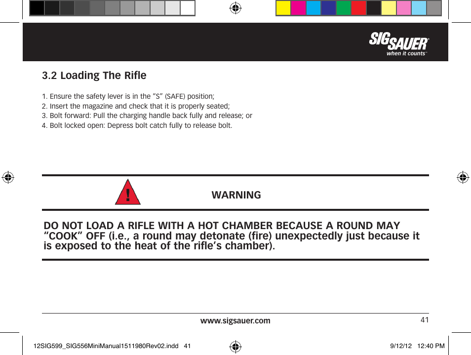 2 loading the rifle | SIG SAUER SIG556 User Manual | Page 41 / 104