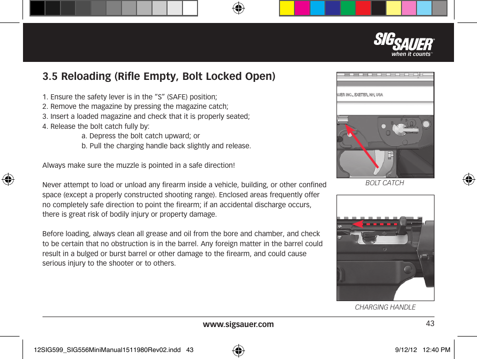 5 reloading (rifle empty, bolt locked open) | SIG SAUER SIG556 User Manual | Page 43 / 104