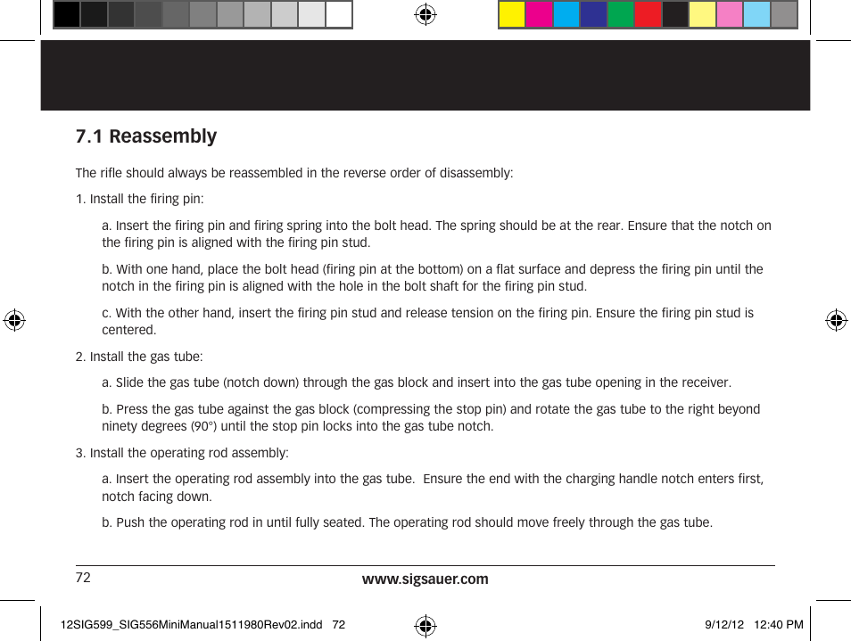 1 reassembly | SIG SAUER SIG556 User Manual | Page 72 / 104