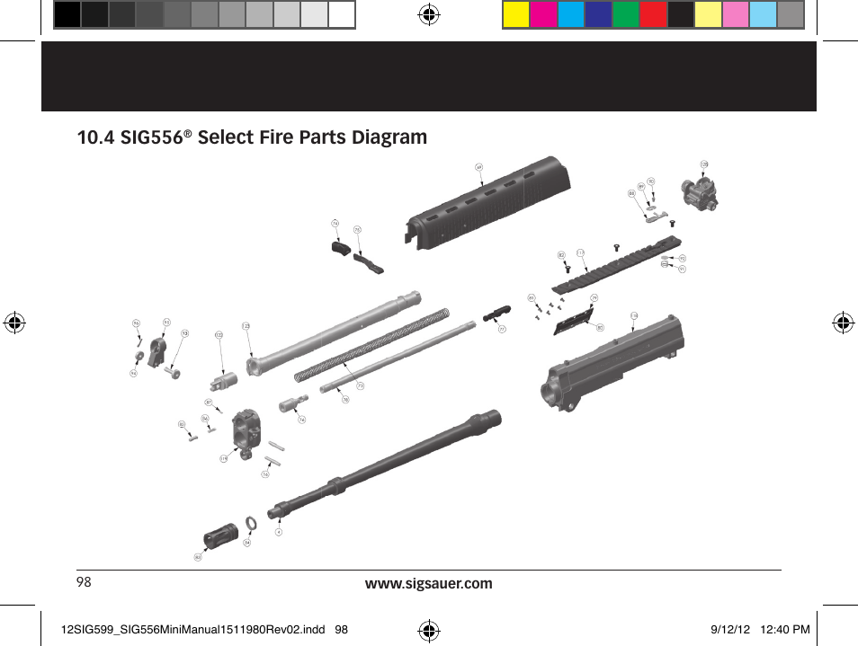 4 sig556, Select fire parts diagram | SIG SAUER SIG556 User Manual | Page 98 / 104