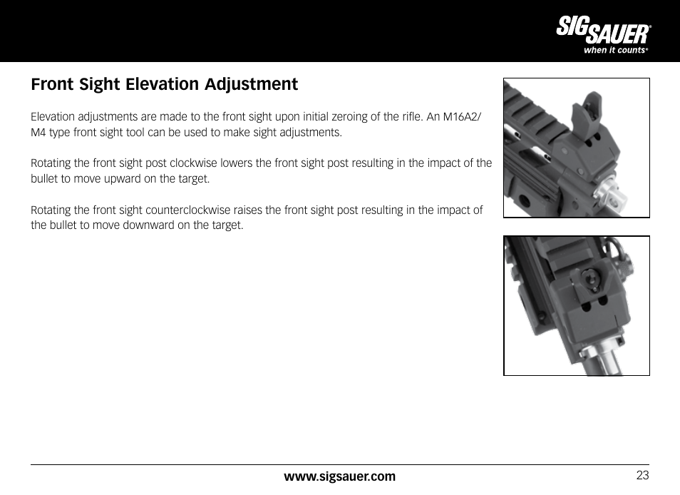Front sight elevation adjustment | SIG SAUER SIG556xi User Manual | Page 23 / 84