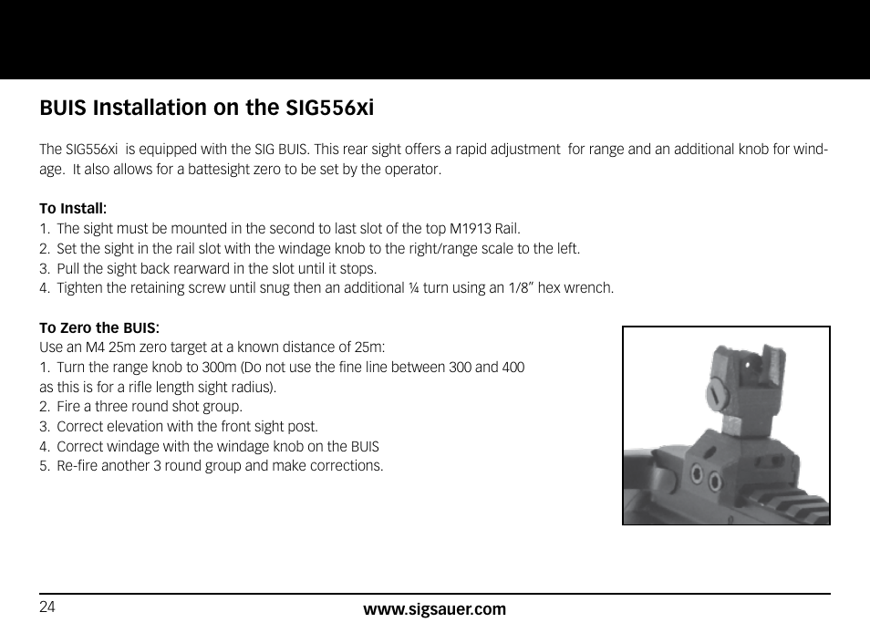 Buis installation on the sig556xi | SIG SAUER SIG556xi User Manual | Page 24 / 84