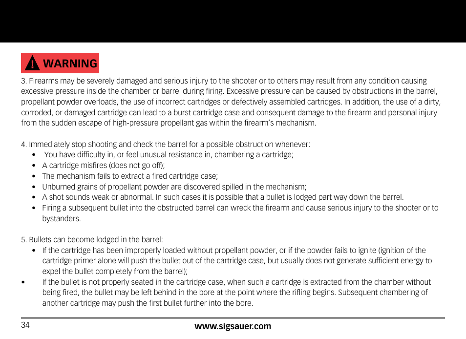 Warning | SIG SAUER SIG556xi User Manual | Page 34 / 84