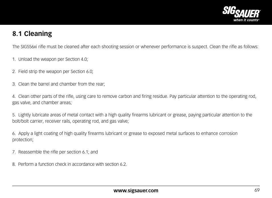 1 cleaning | SIG SAUER SIG556xi User Manual | Page 69 / 84