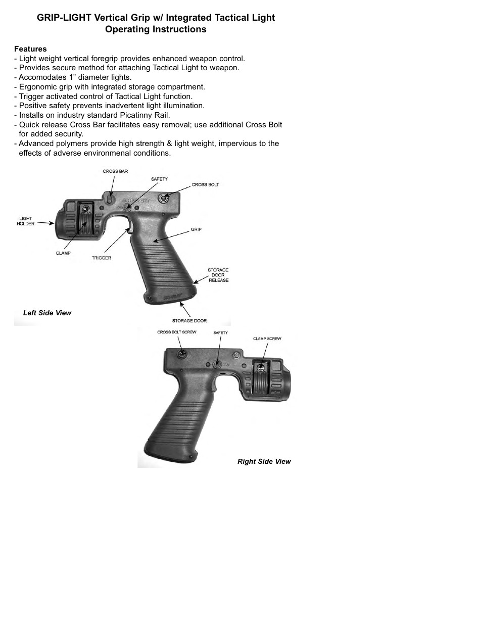 SIG SAUER SIG556 Grip-Light Operating User Manual | 4 pages