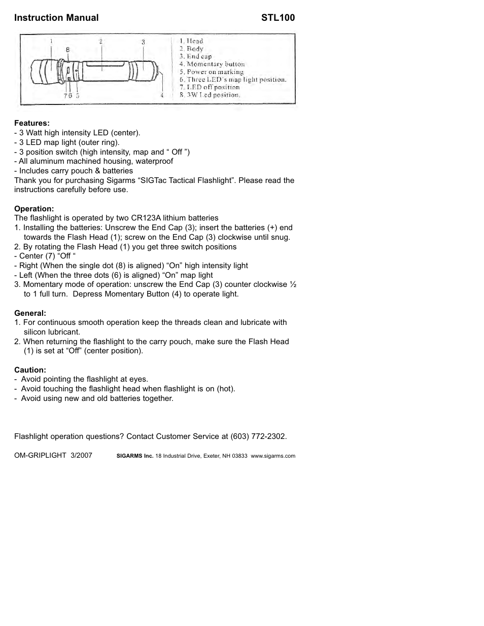 SIG SAUER SIG556 Grip-Light Operating User Manual | Page 4 / 4